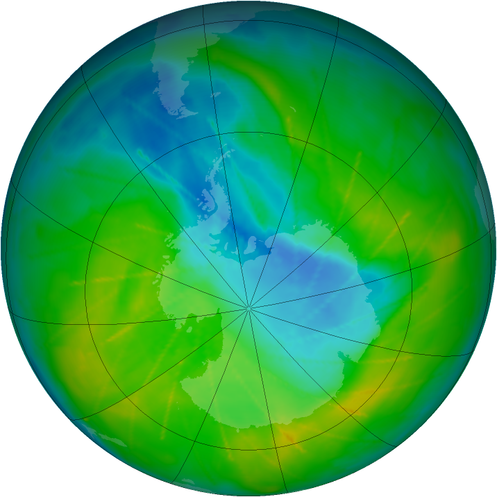 Antarctic ozone map for 02 December 2009